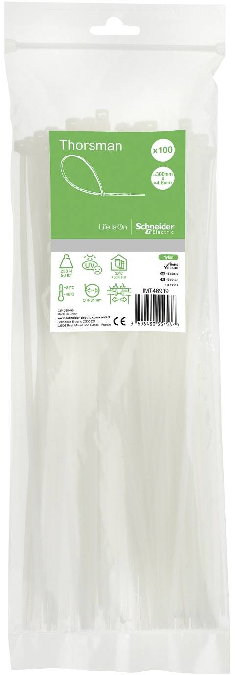 Schneider Electric IMT46422 Fascetta per cavi 370 mm 4.8 mm con chiusura a scatto, Ritardante di fiamma 100 pz.-5
