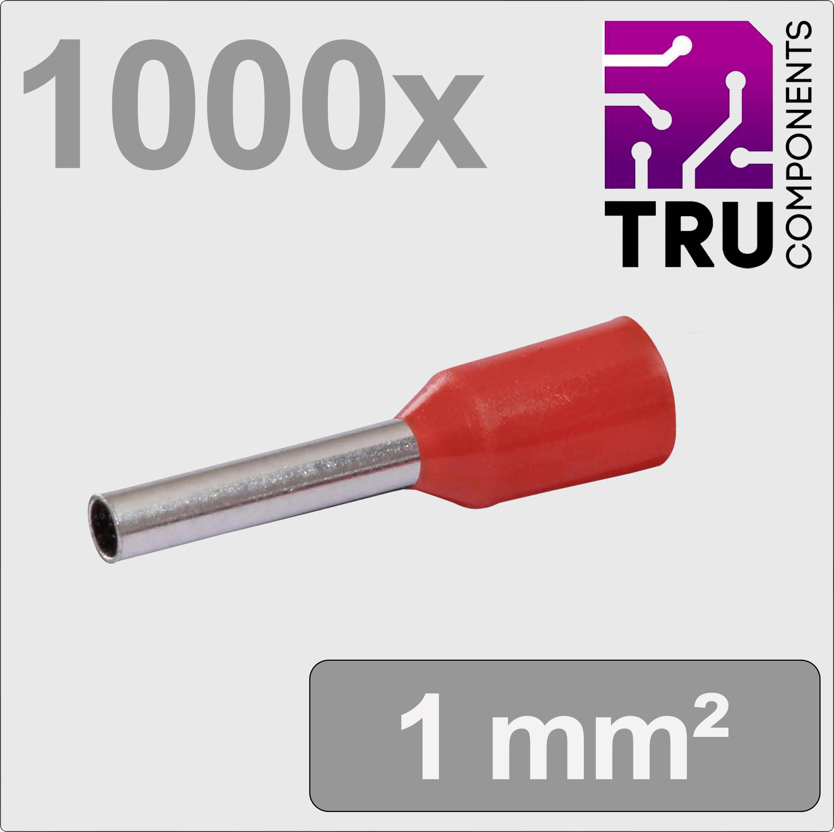 '1000 terminali a capocorda rossi, 1 mm², logo TRU Components'