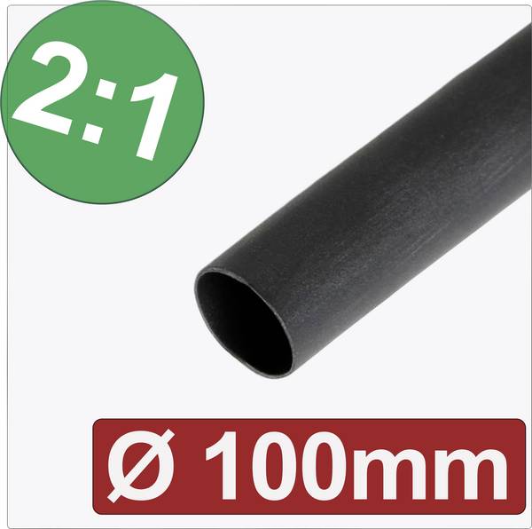 Quadrios 24CA281 Termoretraibile senza colla Nero 100 mm 50 mm Restringimento:2:1 Merce a metro