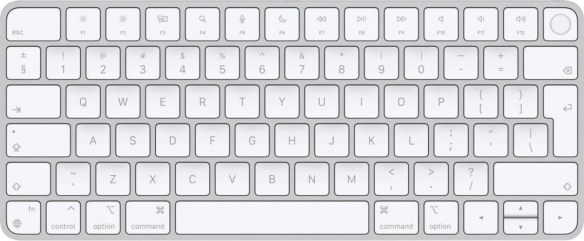 Una tastiera per computer bianca con layout di tasti tedeschi QWERTZ, inclusi tasti funzione, riga numerica e tasti di controllo.