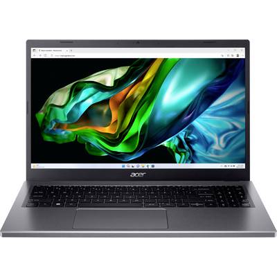 Un laptop con uno sfondo dello schermo vivace e colorato in tonalità di blu e verde. Il dispositivo è del marchio Acer.