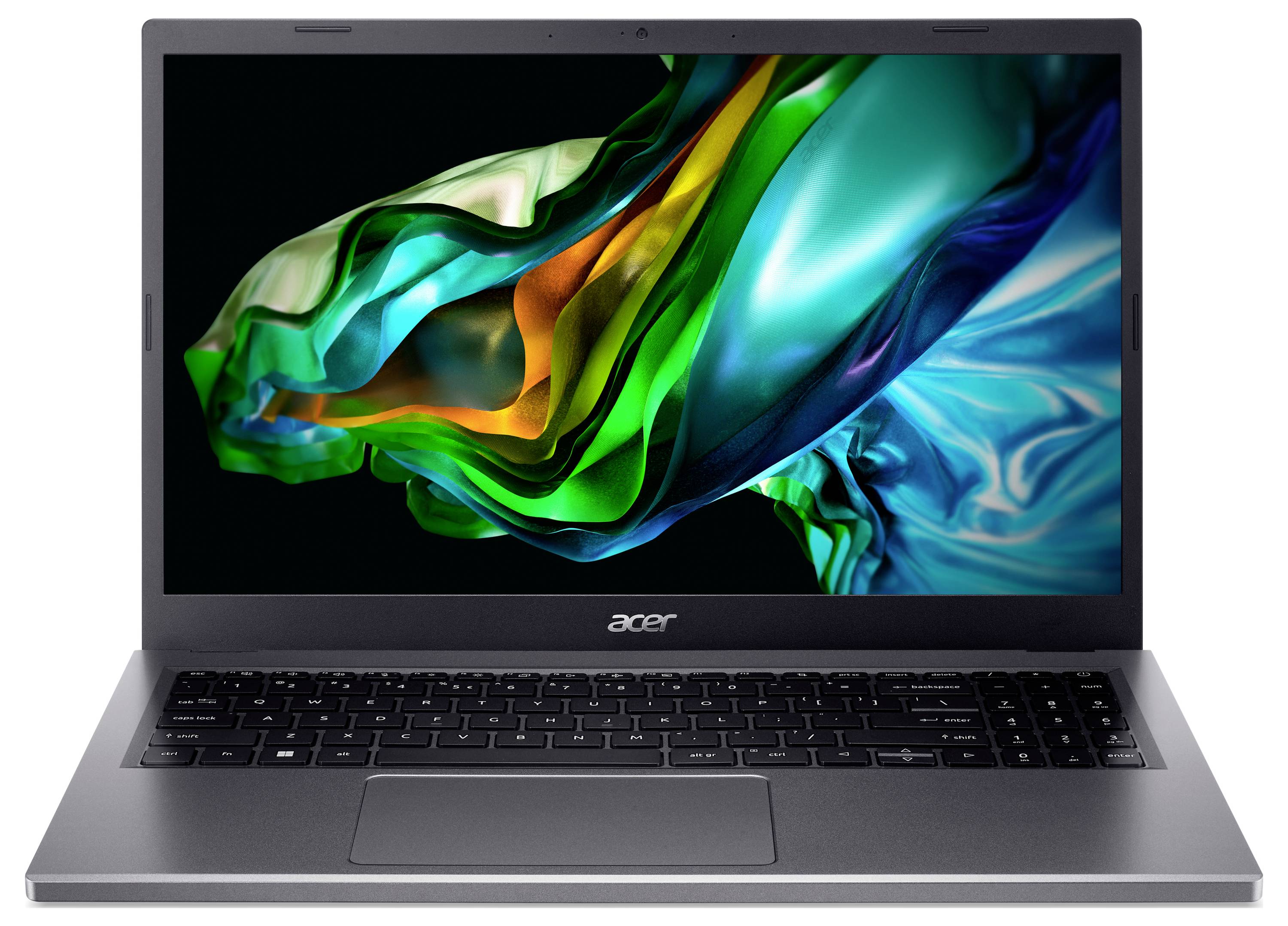Un laptop con uno sfondo schermo vivace e colorato. Il laptop è Acer e mostra una combinazione di colori luminosi.