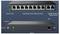 'Switch di rete con 8 porte PoE (ciascuna da 30W), 2 porte Gigabit Uplink, dimensioni: 189,6 mm x 106,6 mm x 25,6 mm, LED di alimentazione, ingresso DC.'