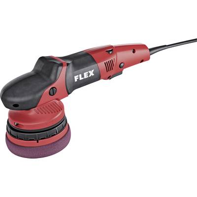 Macchina lucidatrice rossa e nera con impugnatura ergonomica e logo Flex, utilizzata per la lucidatura di superfici.