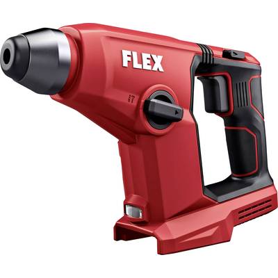 Un trapano manuale rosso con impugnatura nera e la parola 'FLEX' in lettere bianche sulla superficie, su sfondo chiaro.