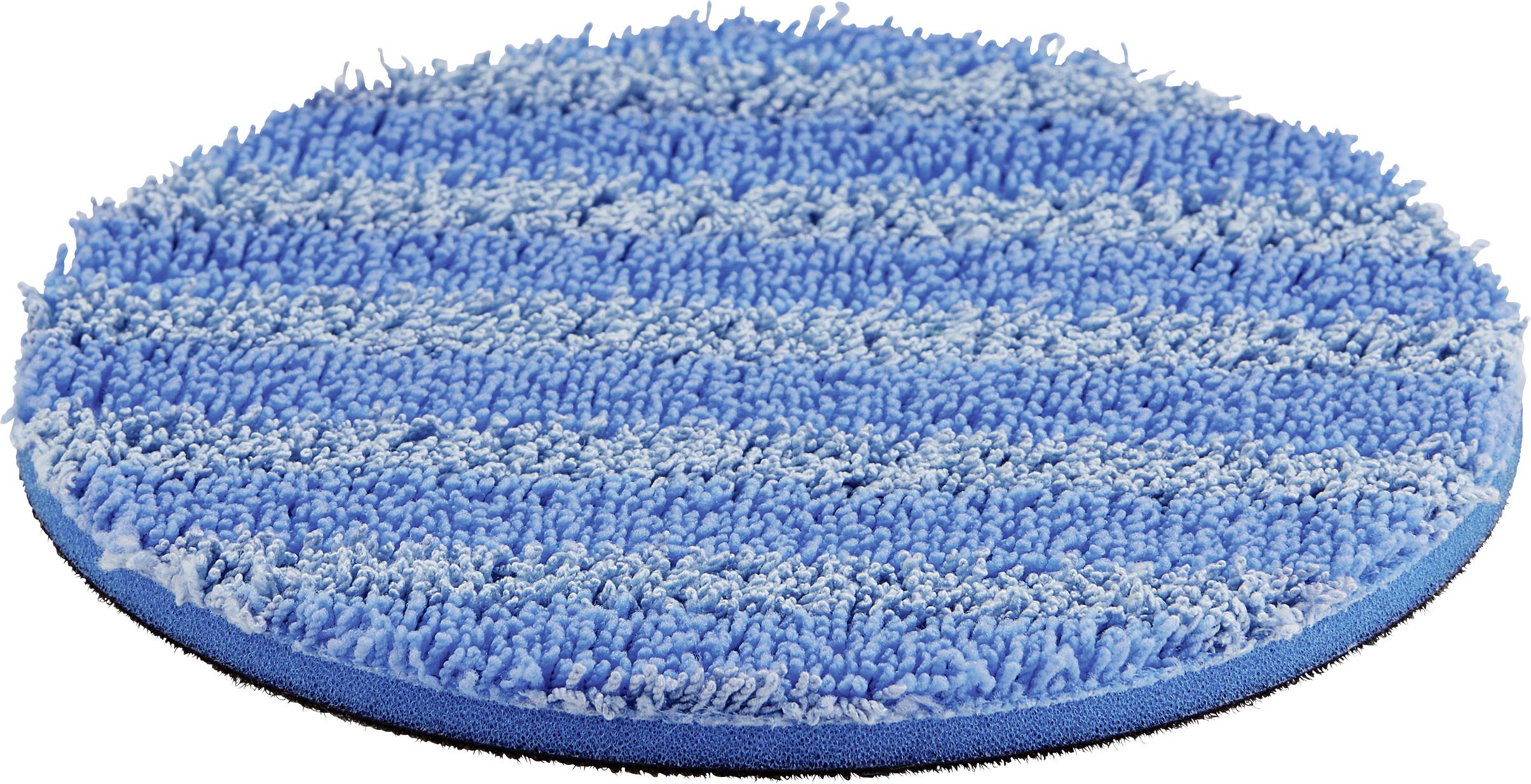 Testina rotonda per mocio blu con superficie strutturata, adatta per sistemi di pulizia dei pavimenti.