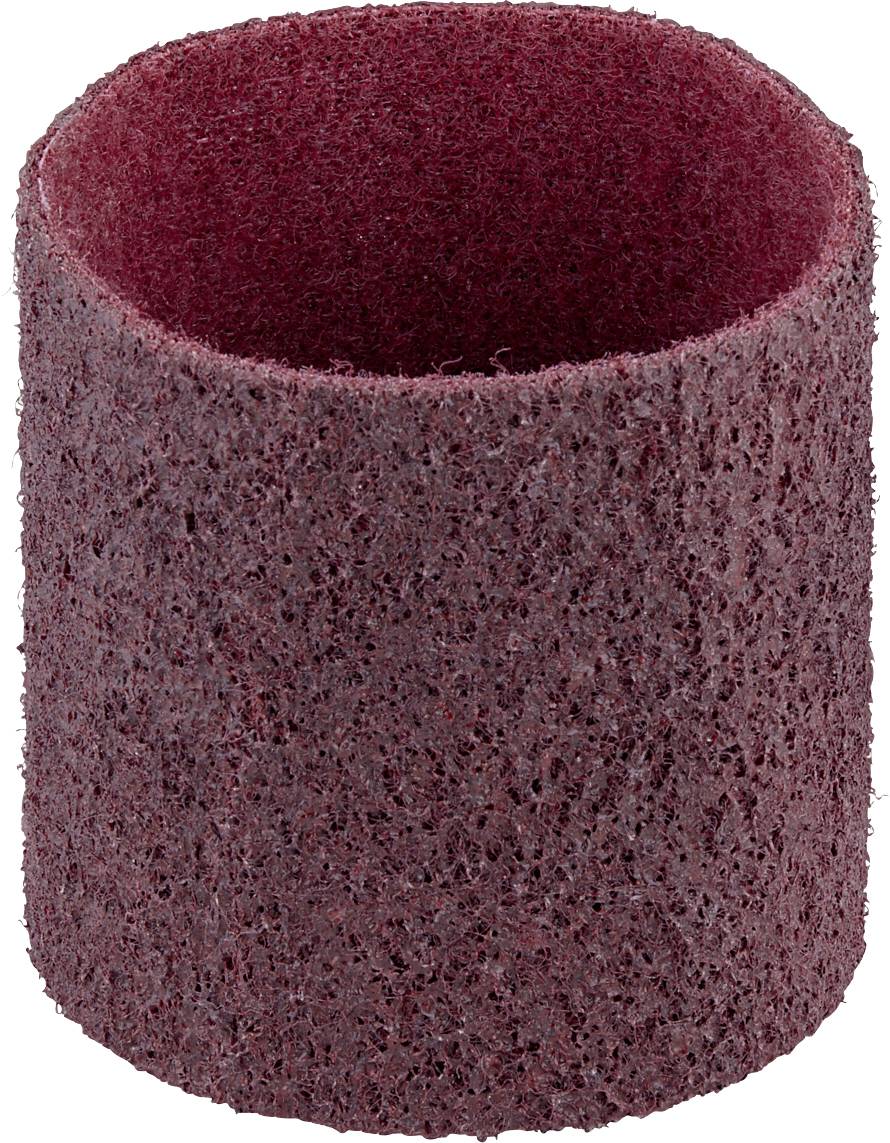 Un dischetto rotondo rosso in materiale strutturato, da utilizzare con utensili elettrici per levigare superfici.
