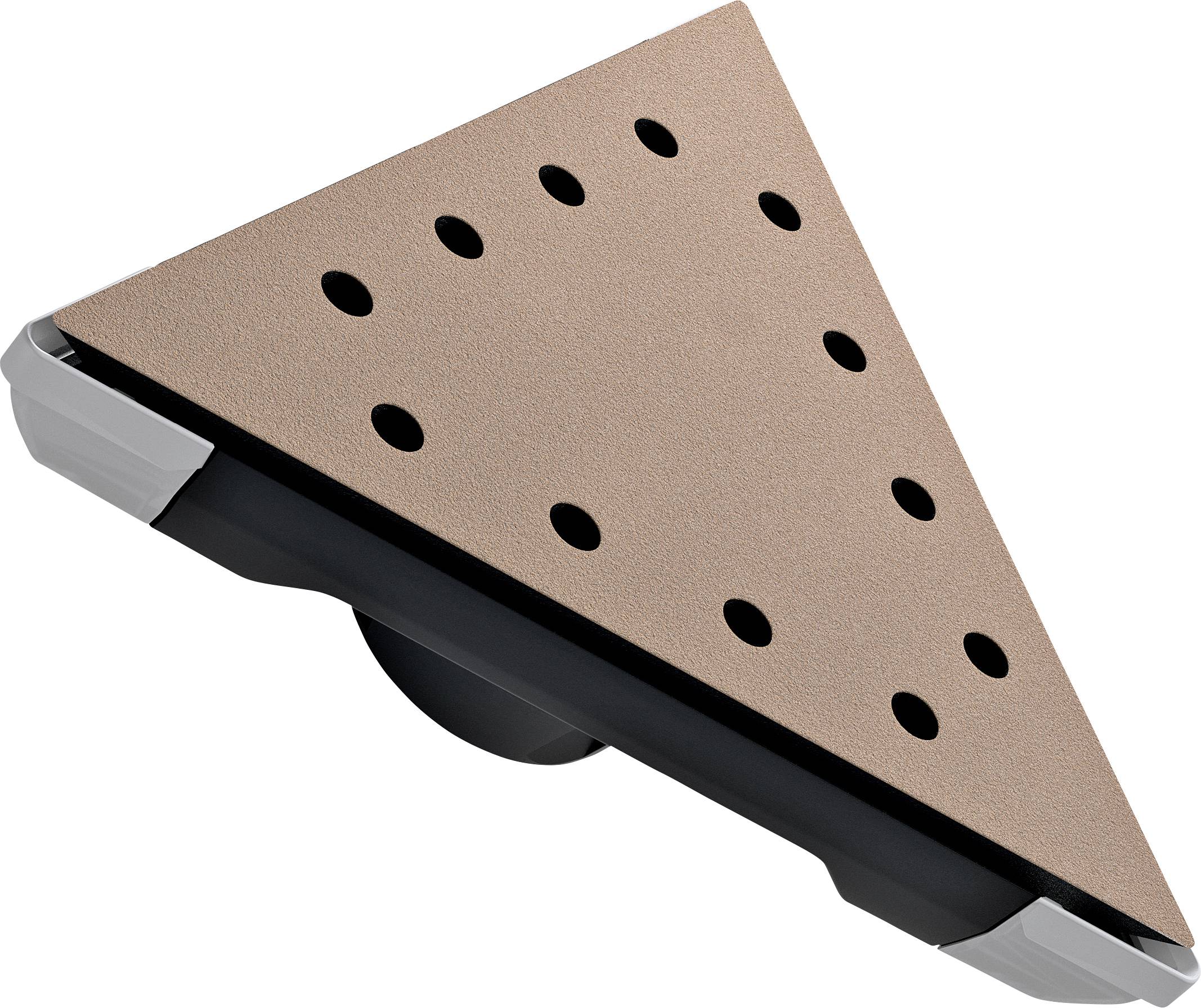 Accessorio triangolare per levigatura con più fori per un'efficace aspirazione della polvere. Ideale per angoli e spigoli.