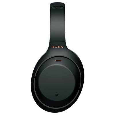 Cuffie over-ear nere con logo 'Sony' arancione sull'archetto.