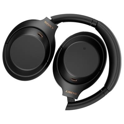 Cuffie wireless nere con logo Sony, mostrate in posizione ripiegata.
