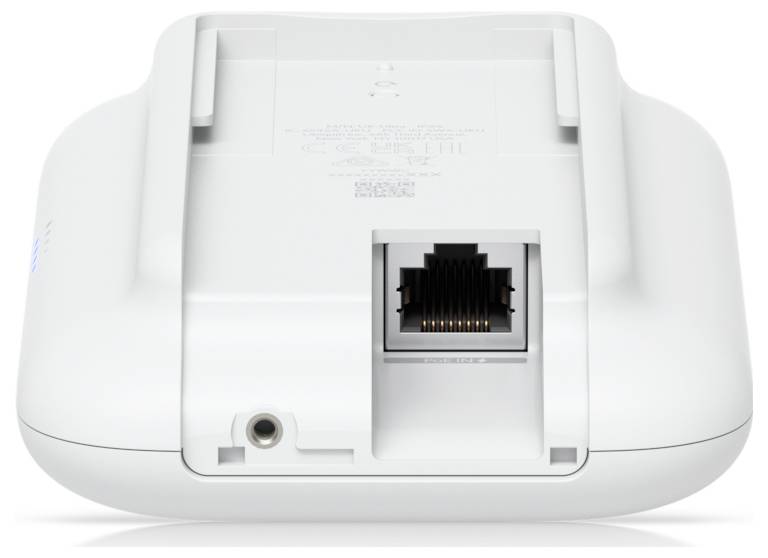 Un dispositivo bianco con due connettori RF dorati, progettato per una connessione wireless. La parte superiore ha una superficie piana per appoggiare gli oggetti.