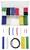 Scatola di plastica con guaine termorestringenti colorate in diverse dimensioni e colori: Nero, Blu, Rosso, Bianco, Verde e Giallo.