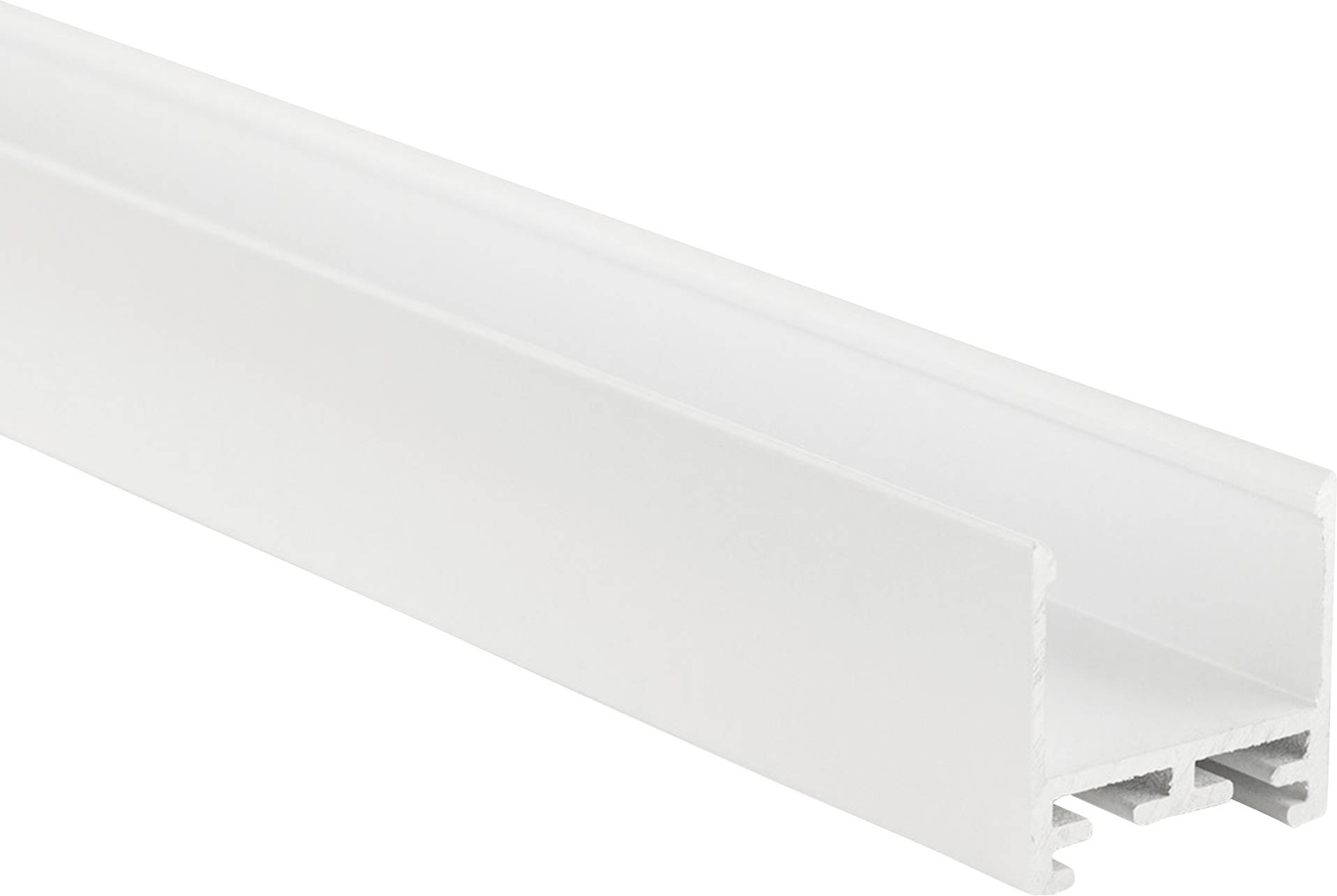 Profilo in alluminio bianco per strisce LED, a forma di U per il montaggio e la diffusione della luce, ideale per un'illuminazione uniforme.