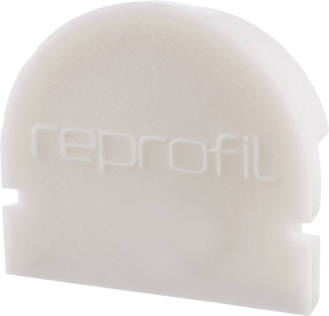 Componente bianco crema con la scritta 'reprofil', design semicircolare, presumibilmente realizzato in plastica.