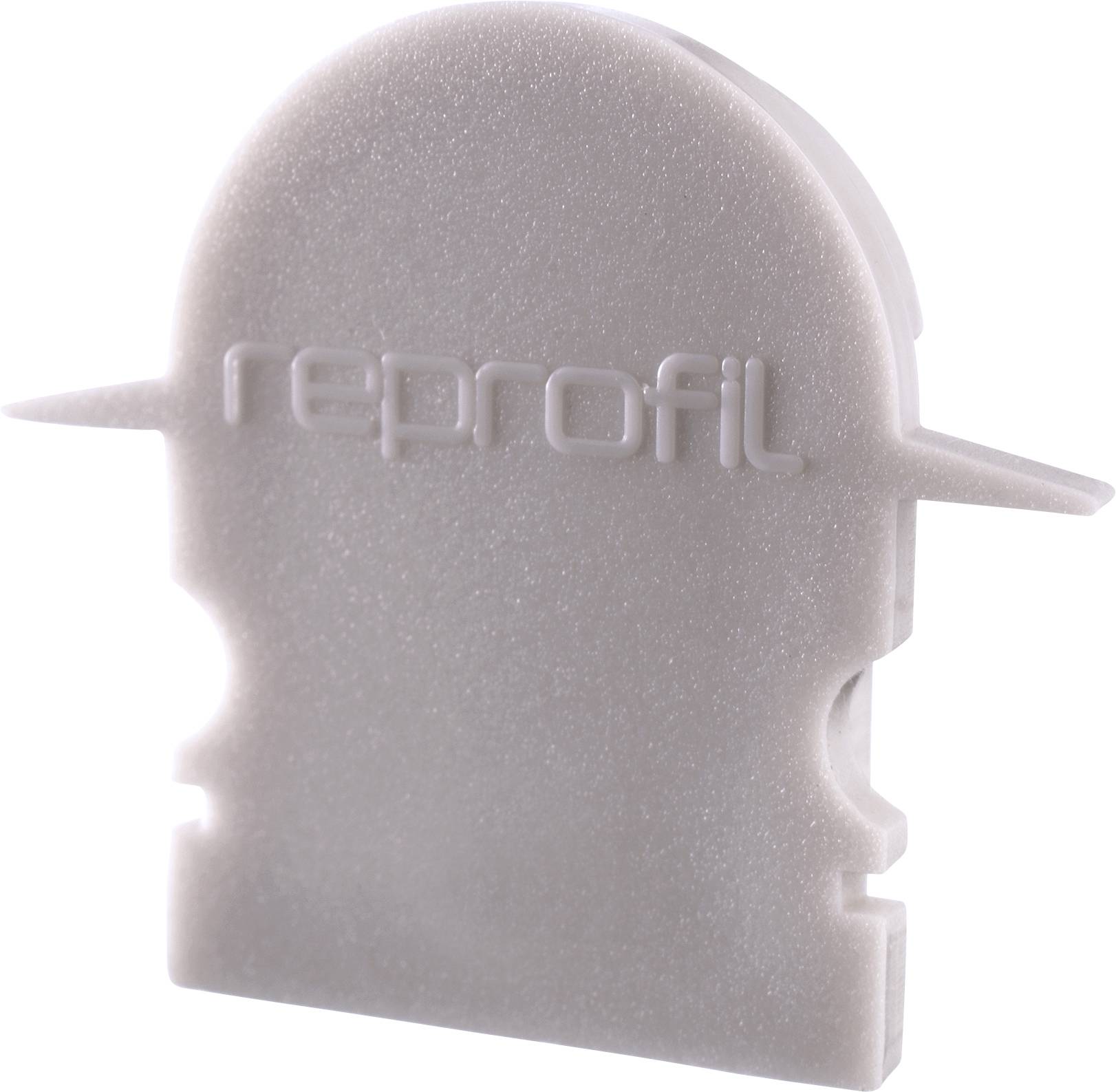 Un pezzo grigio in plastica con l'iscrizione stampata 'reprofil', probabilmente un adattatore o un componente tecnico.