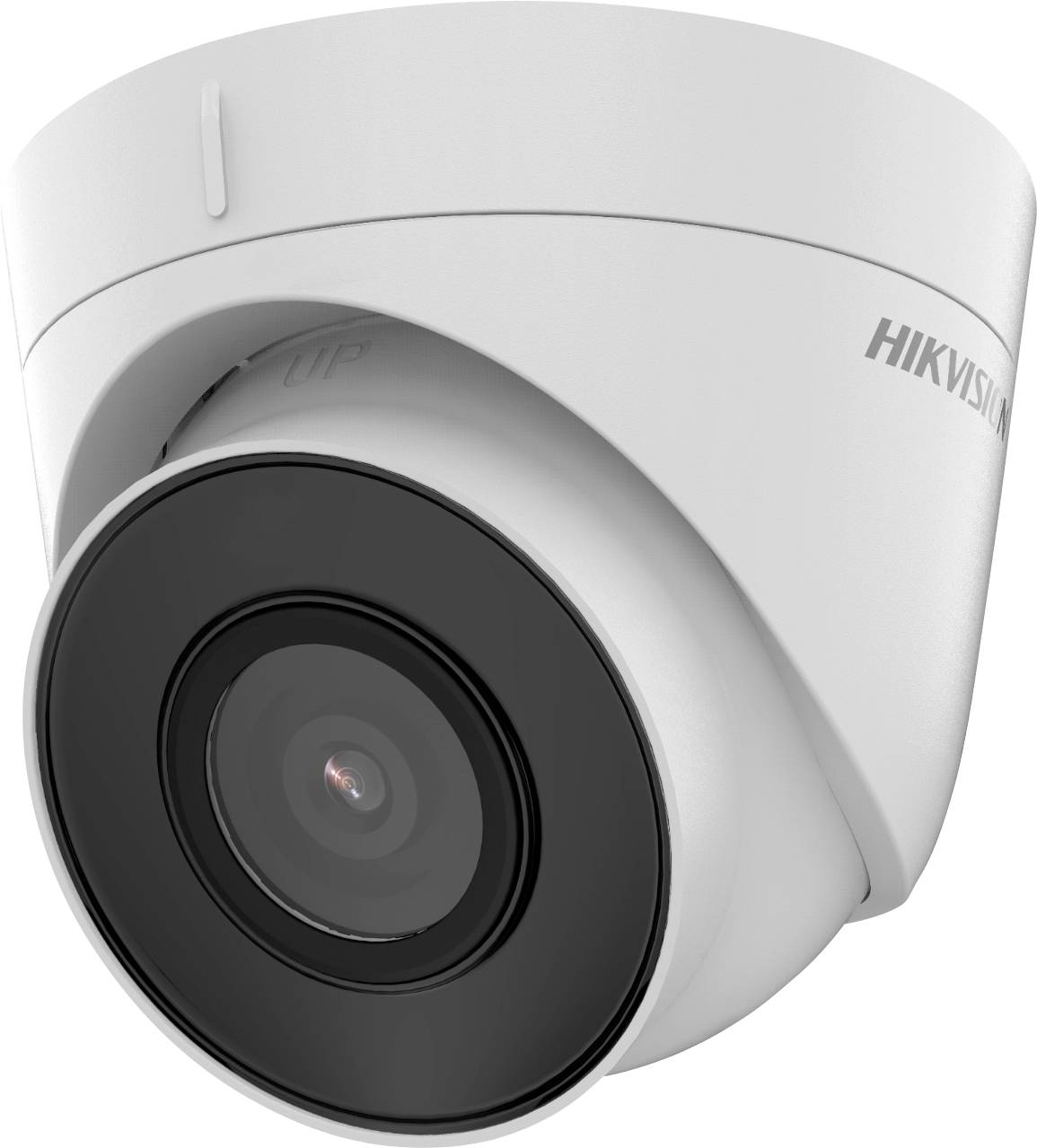Telecamera di sorveglianza in bianco con un obiettivo distintivo, adatta per la videosorveglianza.