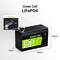 Batterie Green Cell, tipo LiFePO4, 12,8V, 7Ah. Dimensioni: 70mm x 155mm x 100mm, morsetti Faston 250. Adatta per diverse applicazioni.