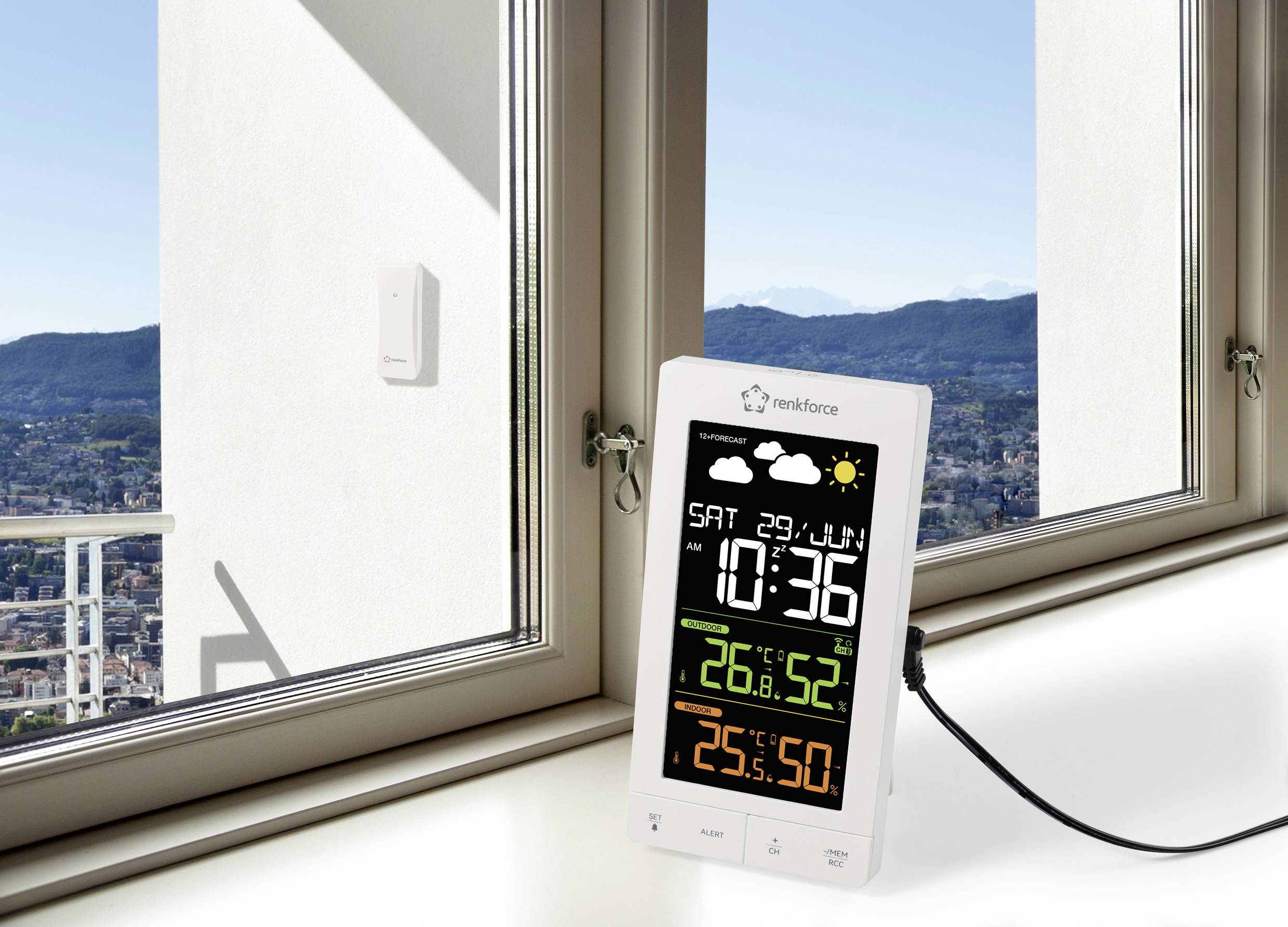 Renkforce RF-6701490 Stazione meteo digitale senza fili Previsione per 12 ore Numero di sensori max. 3-5