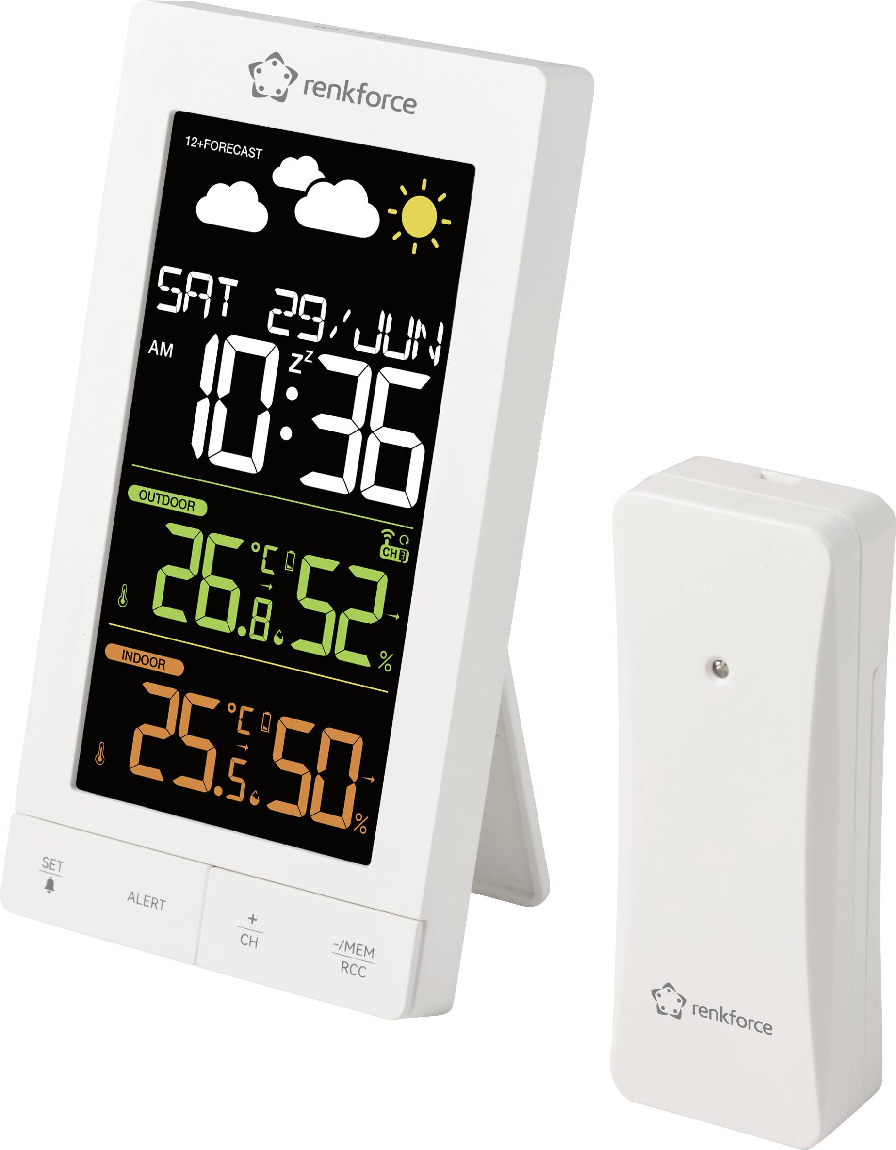 Renkforce RF-6701490 Stazione meteo digitale senza fili Previsione per 12 ore Numero di sensori max. 3-0