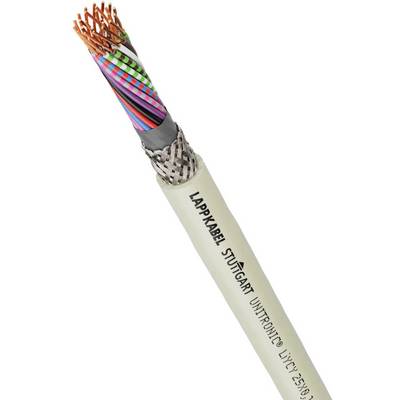 Un cavo aperto che mostra diversi fili colorati, con la scritta 'LAPP KABEL STUTTGART UNITRONIC' sul rivestimento esterno.