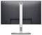 Vista posteriore di un monitor Dell con base in argento. In alto sullo schermo è visibile il logo Dell.