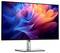 Uno screensaver a colori mostra forme di fiori astratte e luminose in tonalità di blu e arancione su un monitor Dell.