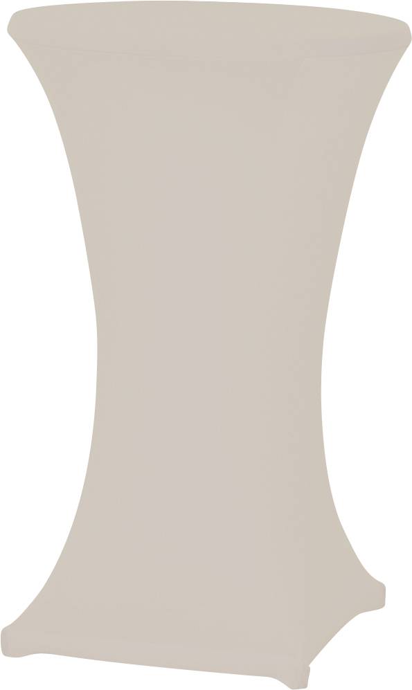Tavolo da matrimonio con fodera stretch color beige, design essenziale, ideale per occasioni festive o decorazione.