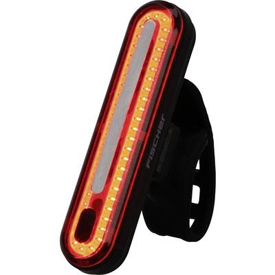 Fanale posteriore rosso a LED per bicicletta, dalla forma allungata, con una fascetta di fissaggio nera. Ideale per una migliore visibilità nel traffico stradale.