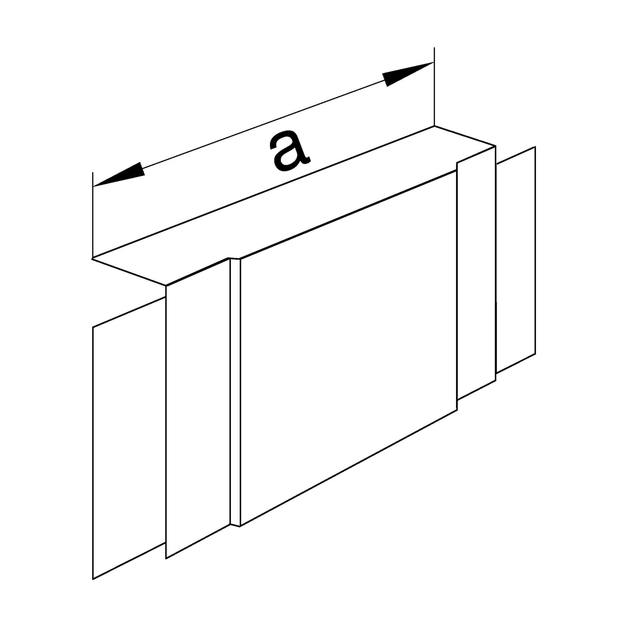 Diagramma di un assemblaggio di piastra in alluminio con dimensione 'a' contrassegnata tra i componenti.