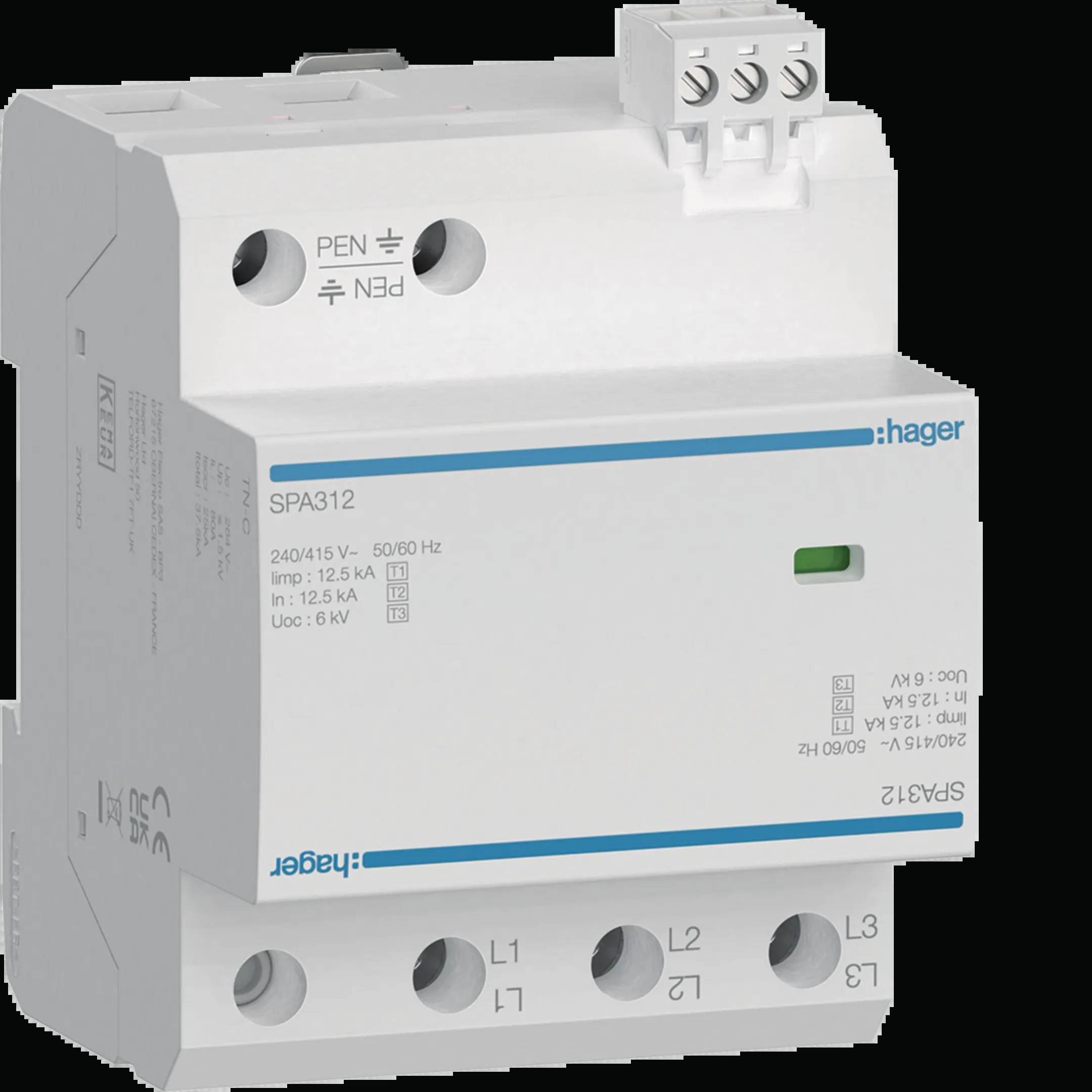 Hager SPA312 SPA312 Scaricatore di sovratensioni 12.5 kA Pezzo 1 pz.