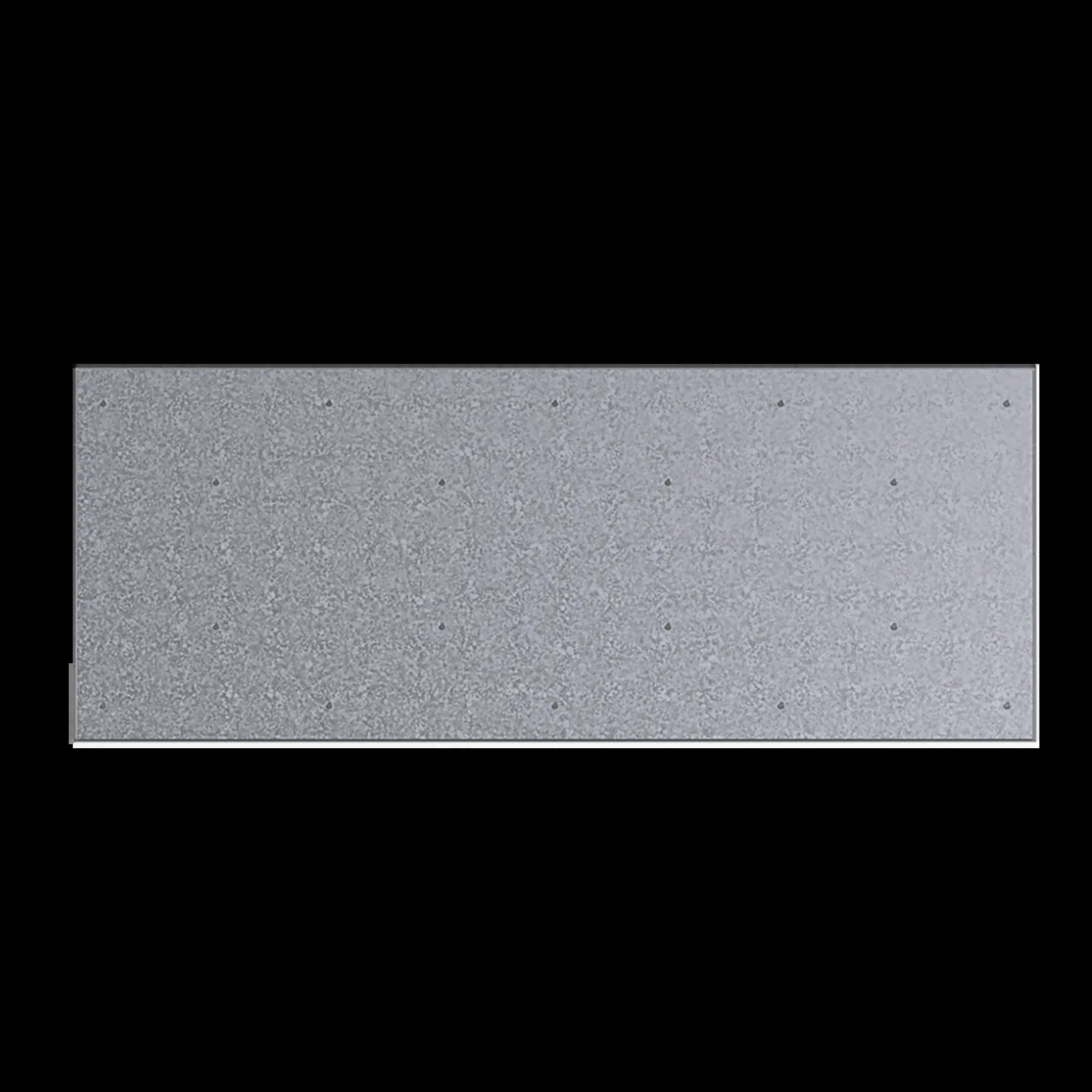 Un rettangolo grigio con una fine texture granulosa su sfondo nero.