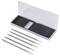 Set di utensili di precisione in metallo con quattro strumenti a doppio lato e custodia trasparente, adatto per lavori delicati e dettagliati.