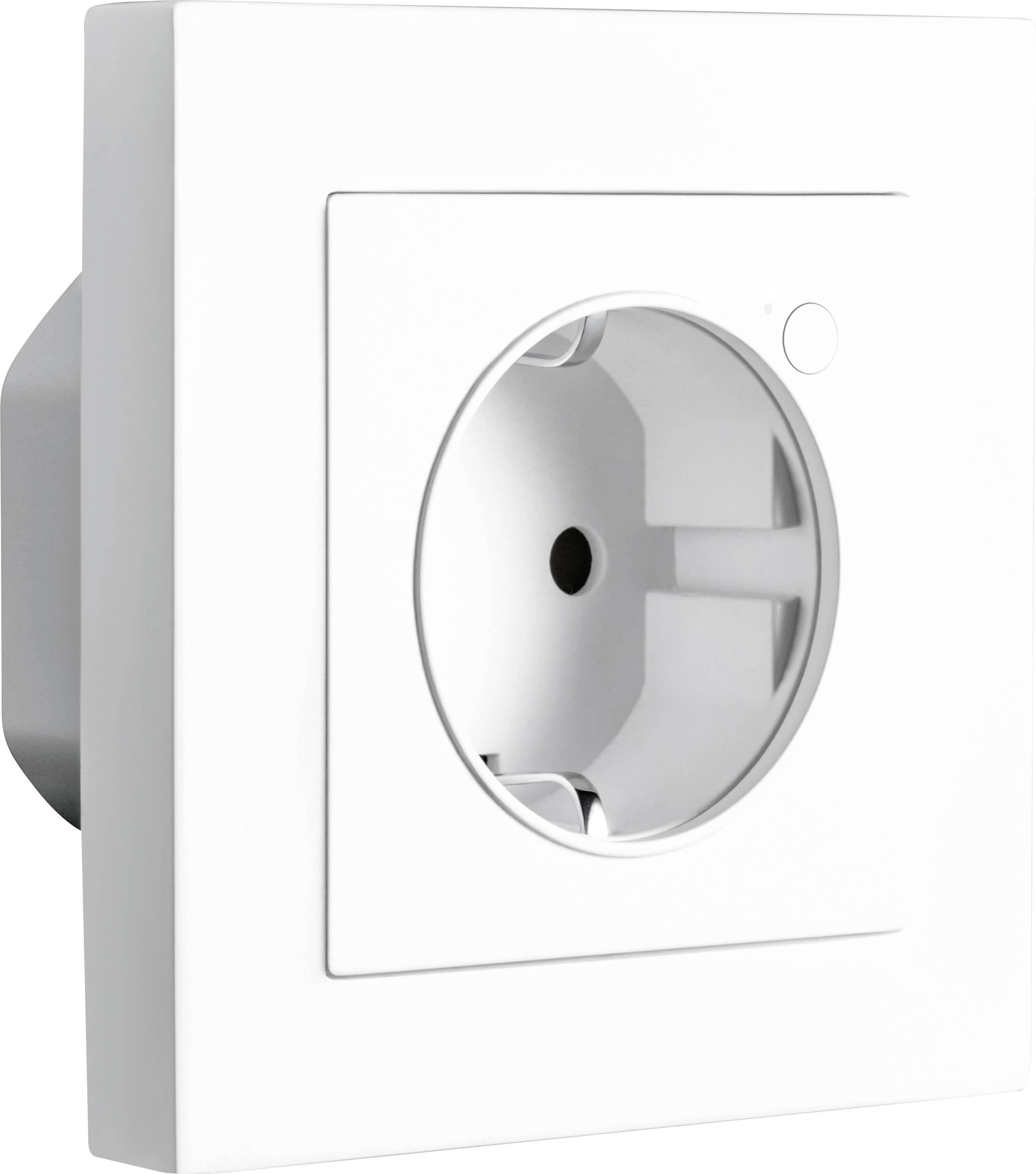 Una presa elettrica bianca da parete, utilizzata per collegare dispositivi elettrici.