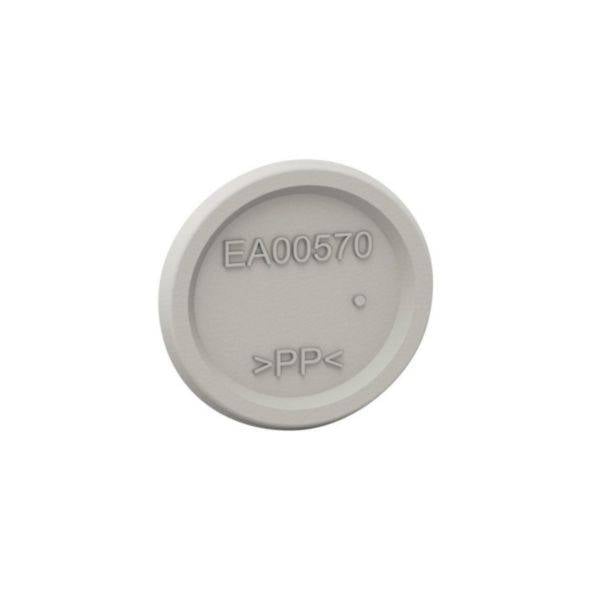 Coperchio rotondo in plastica con l'impressione 'EA00570' e 'PP'.