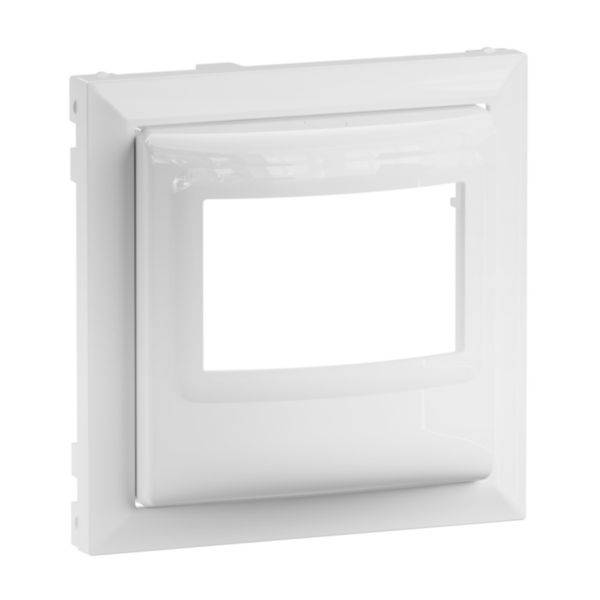 Coperchio in plastica bianco con ritaglio rettangolare, idoneo per l'installazione di interruttori o prese elettriche.