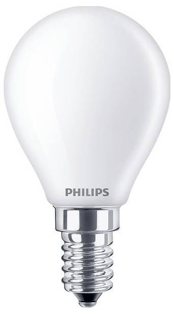 Lampadina LED bianca a basso consumo energetico con attacco E14 di Philips; adatta per interni, offre una luce bianca calda per un'atmosfera accogliente.