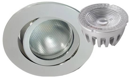 Faretto da incasso con cornice rotonda e modulo LED separato. Ideale per l'illuminazione a soffitto in ambienti domestici.