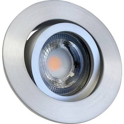 Una plafoniera LED circolare color argento con vetro strutturato al centro che emette una luce calda.