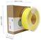 Rotolo di filamento ABS giallo per stampante 3D accanto a una scatola marrone. Dimensioni: 250 mm, 230 mm, 67 mm con una tolleranza di ± 1,5 mm.