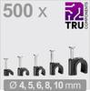 TRU COMPONENTS T24CA133 Chiodino fissacavo TC-13448484 Intervallo Ø fascio 2 fino a 10 mm Nero 500 pz.