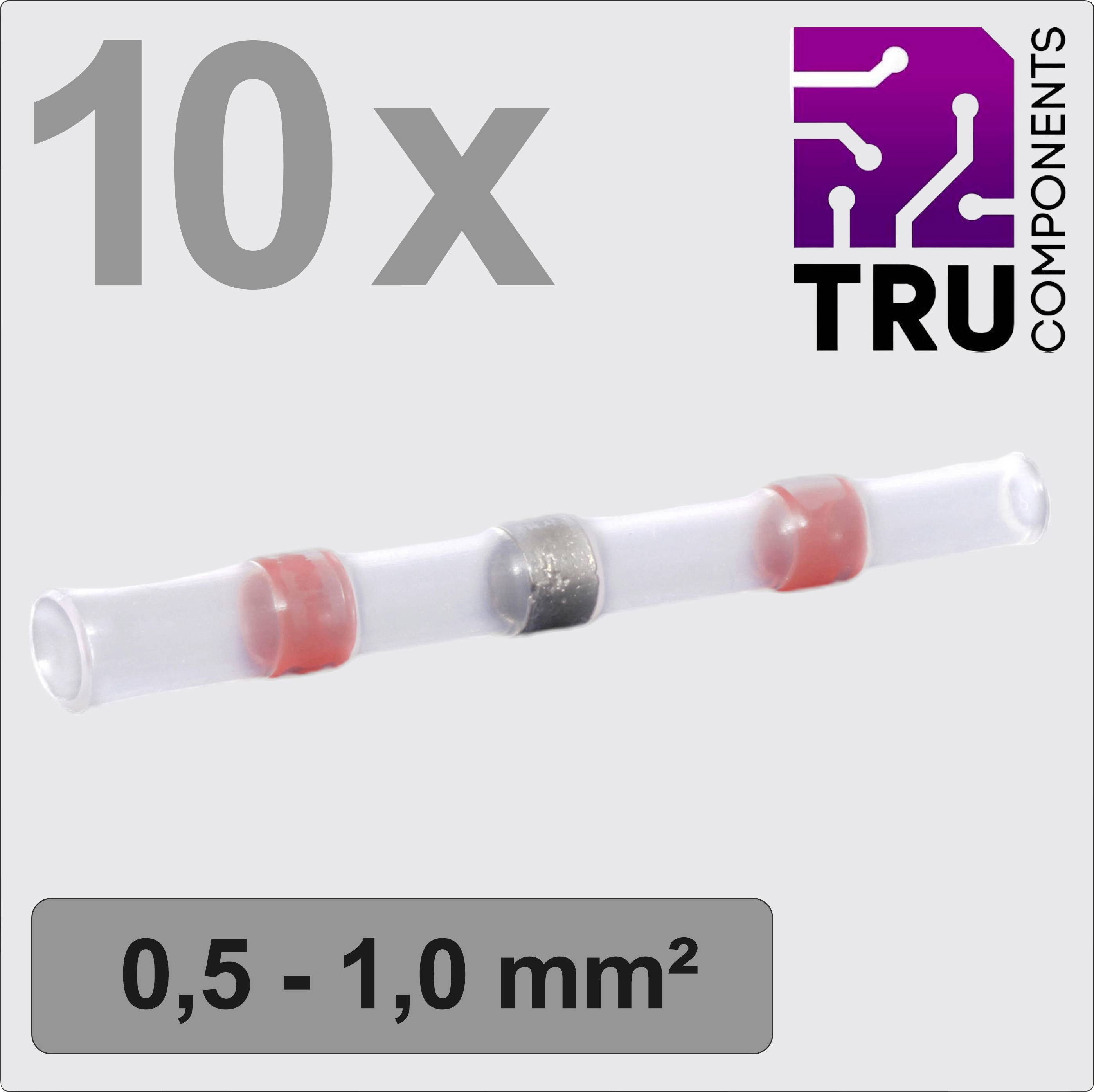 '10x TRU COMPONENTS Guaine termorestringenti per cavi 0,5-1,0 mm², trasparenti con marcature rosse e nere.'