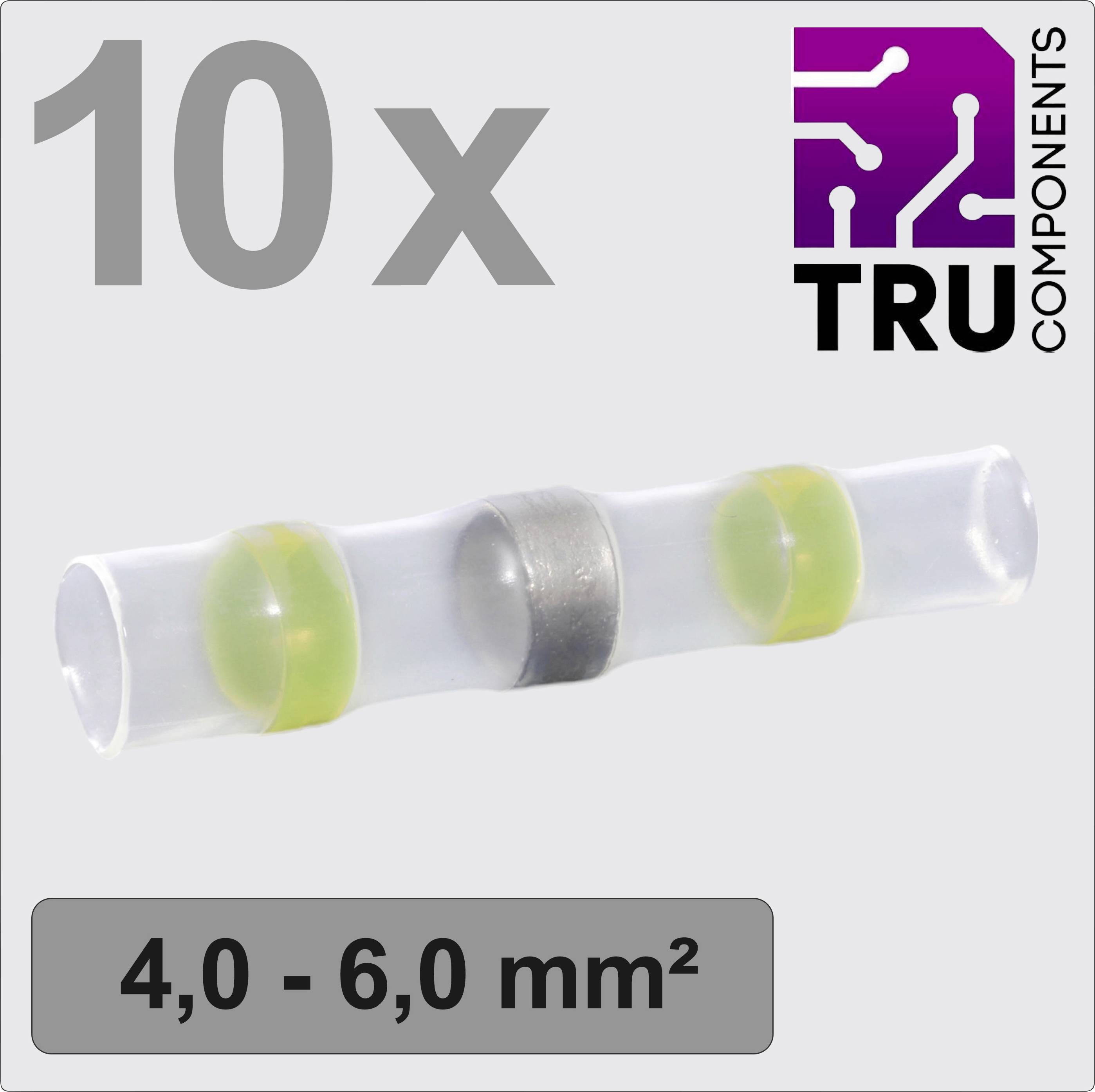 Connettori termorestringenti trasparenti per cavi con sezione da 4,0 a 6,0 mm², confezione da 10 pezzi di Tru Components.