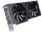 Una scheda grafica nera con due ventole, modello 'PNY'. Dispone di porte HDMI e DisplayPort sul lato sinistro.