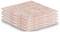 Sei panni per la pulizia impilati, rettangolari, realizzati in un materiale rosa. Appaiono morbidi e assorbenti.