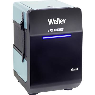 Un aspiratore di fumo da saldatura blu con la scritta 'Weller' e 'Guard' sul lato anteriore. Il dispositivo ha un design moderno.