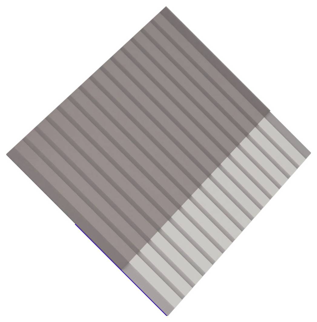Quadrato con strisce grigie diagonali con una sezione con strisce più chiare lungo il bordo inferiore-destro, su uno sfondo bianco.