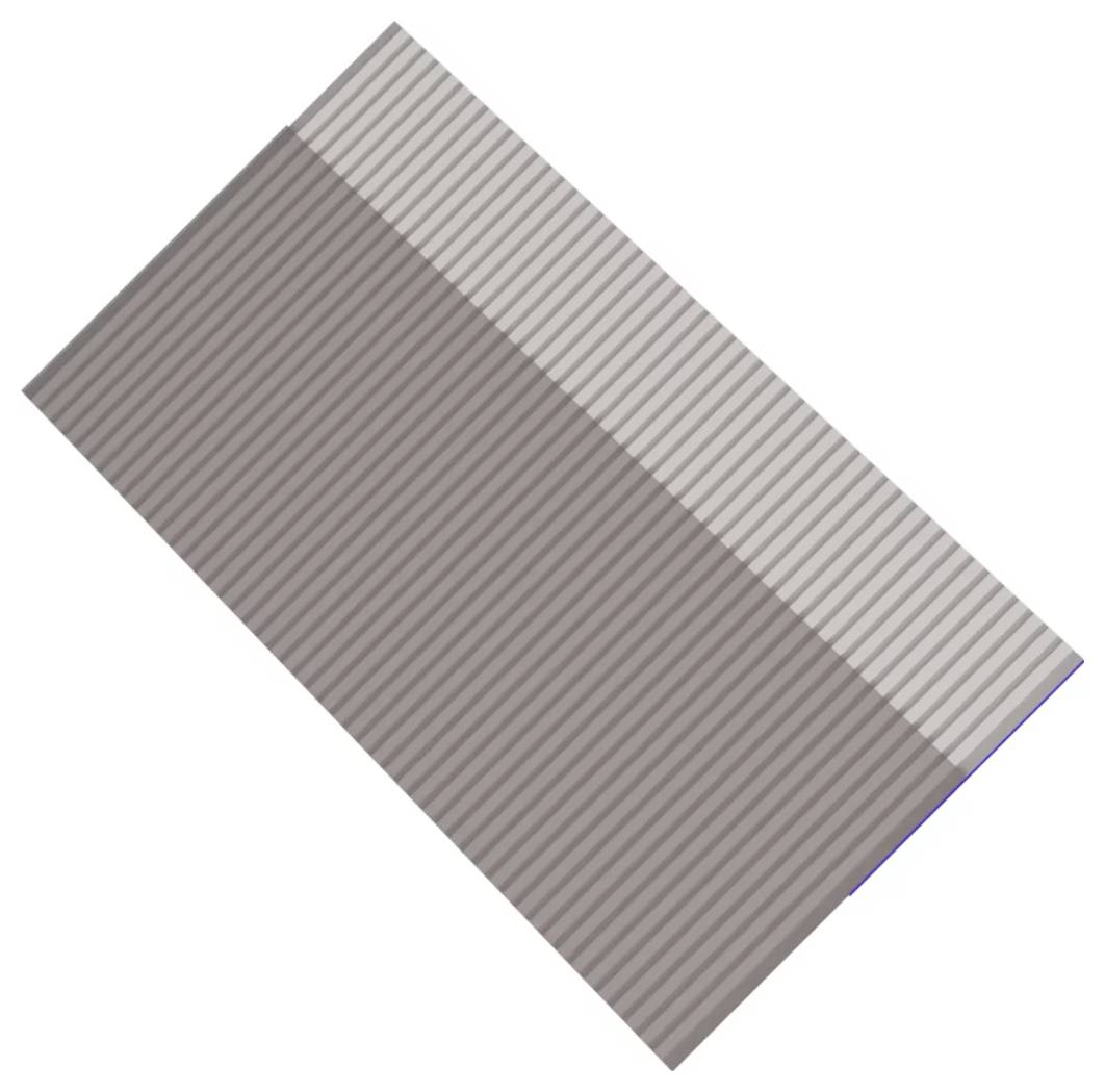 Pannello rettangolare con strisce diagonali grigie su sfondo bianco, con una banda a strisce più chiara lungo un bordo.