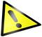 Simbolo di avvertimento triangolare con punto esclamativo nero su sfondo giallo.