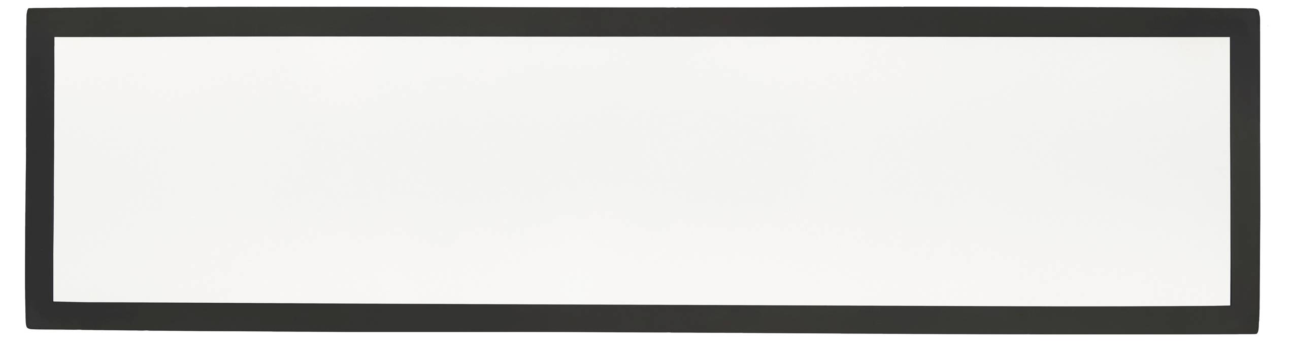 Un design semplice di cornice per immagini, rettangolare e nera, con un'area interna bianca.