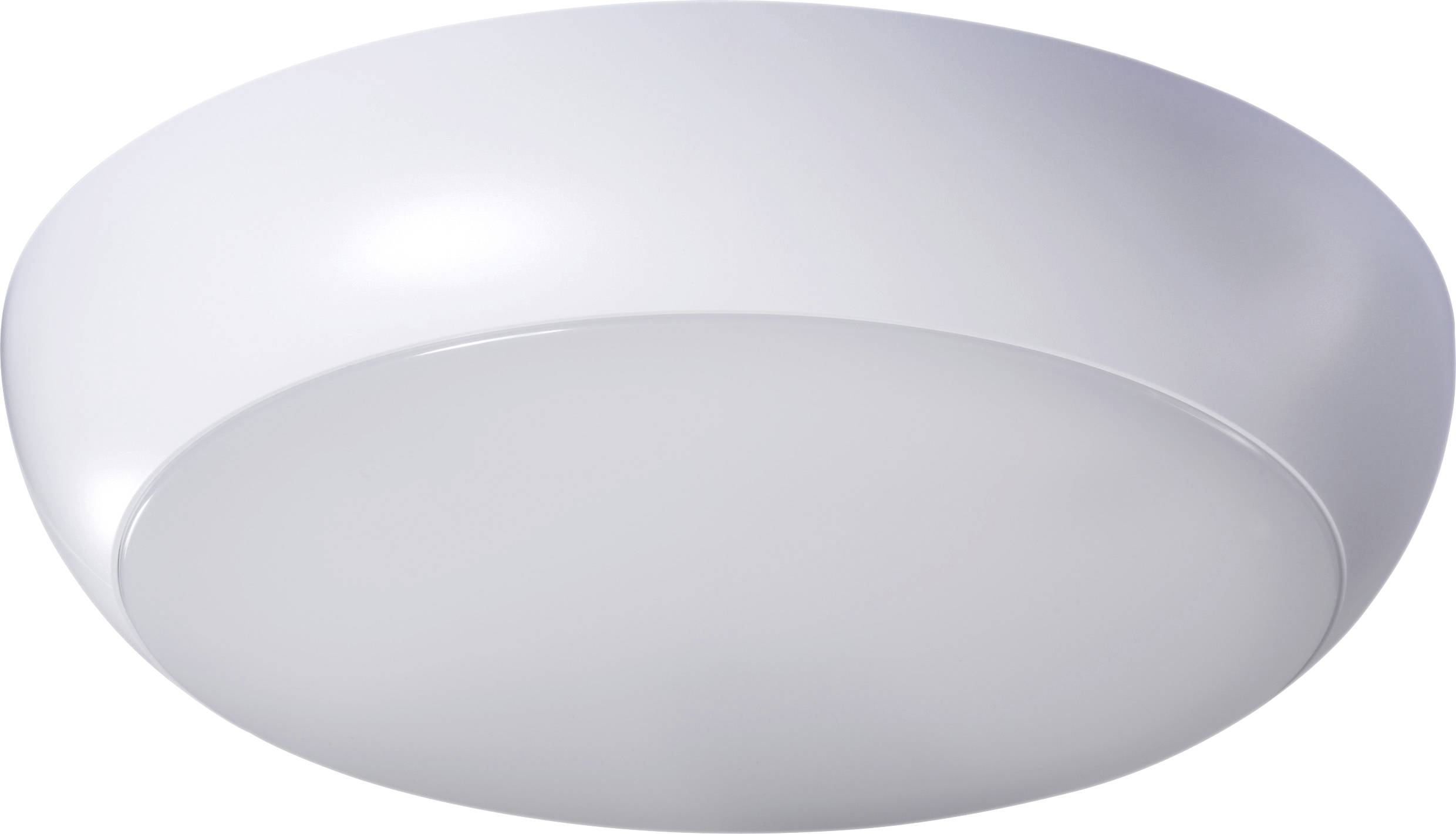 Plafoniera LED circolare bianca dal design liscio e moderno, adatta a spazi interni contemporanei.